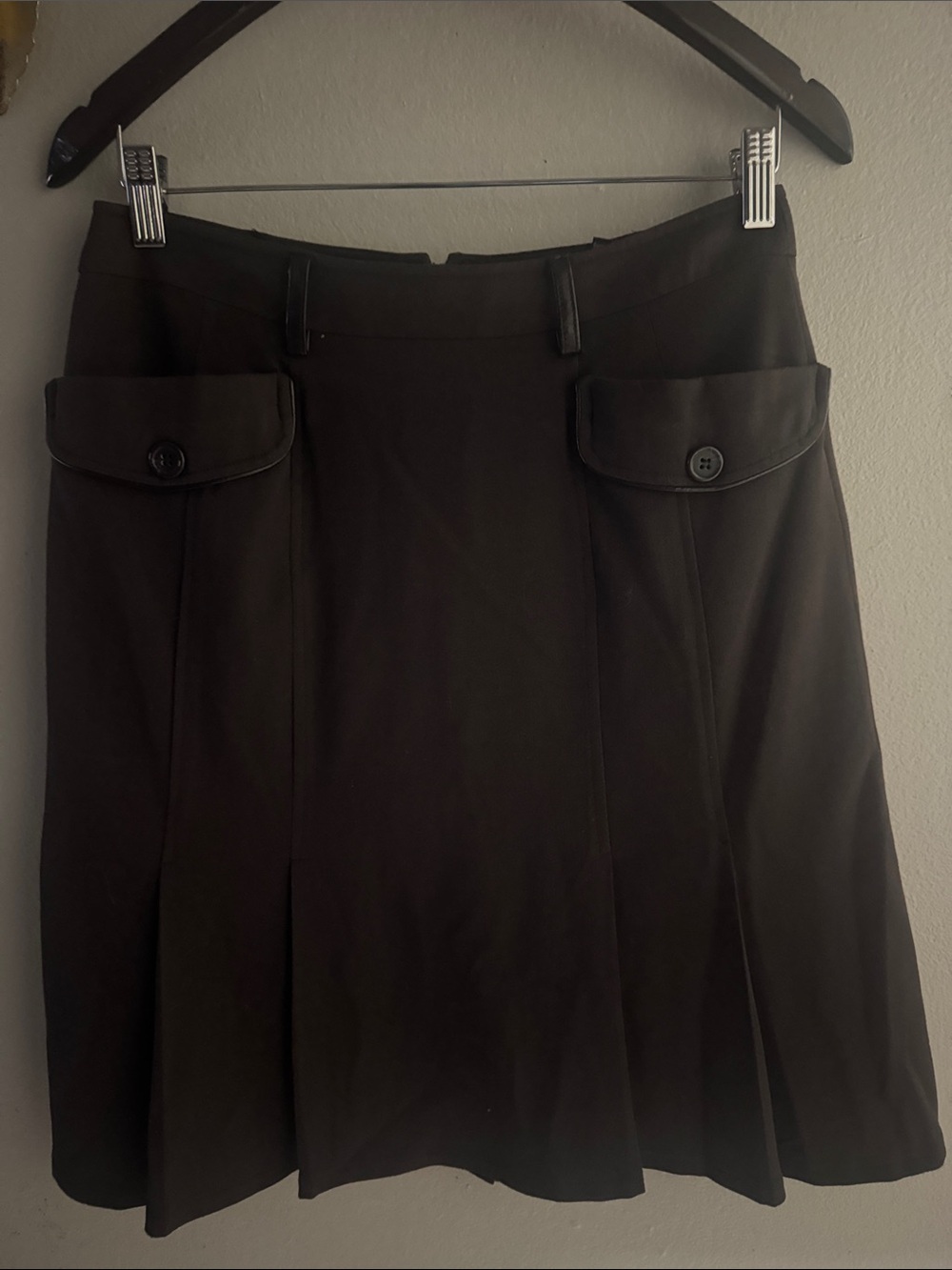 Black A-Line Skirt with Flap Pockets